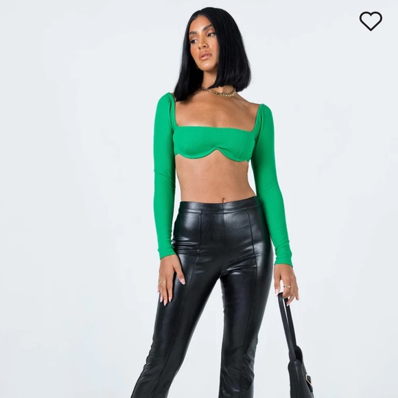 Princess Polly Green Becca Long Sleeve Crop Top - Picture 5 of 9